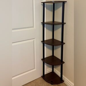 Furinno TURN-N-TUBE Corner Shelf, 5-Tier Corner Bookshelf